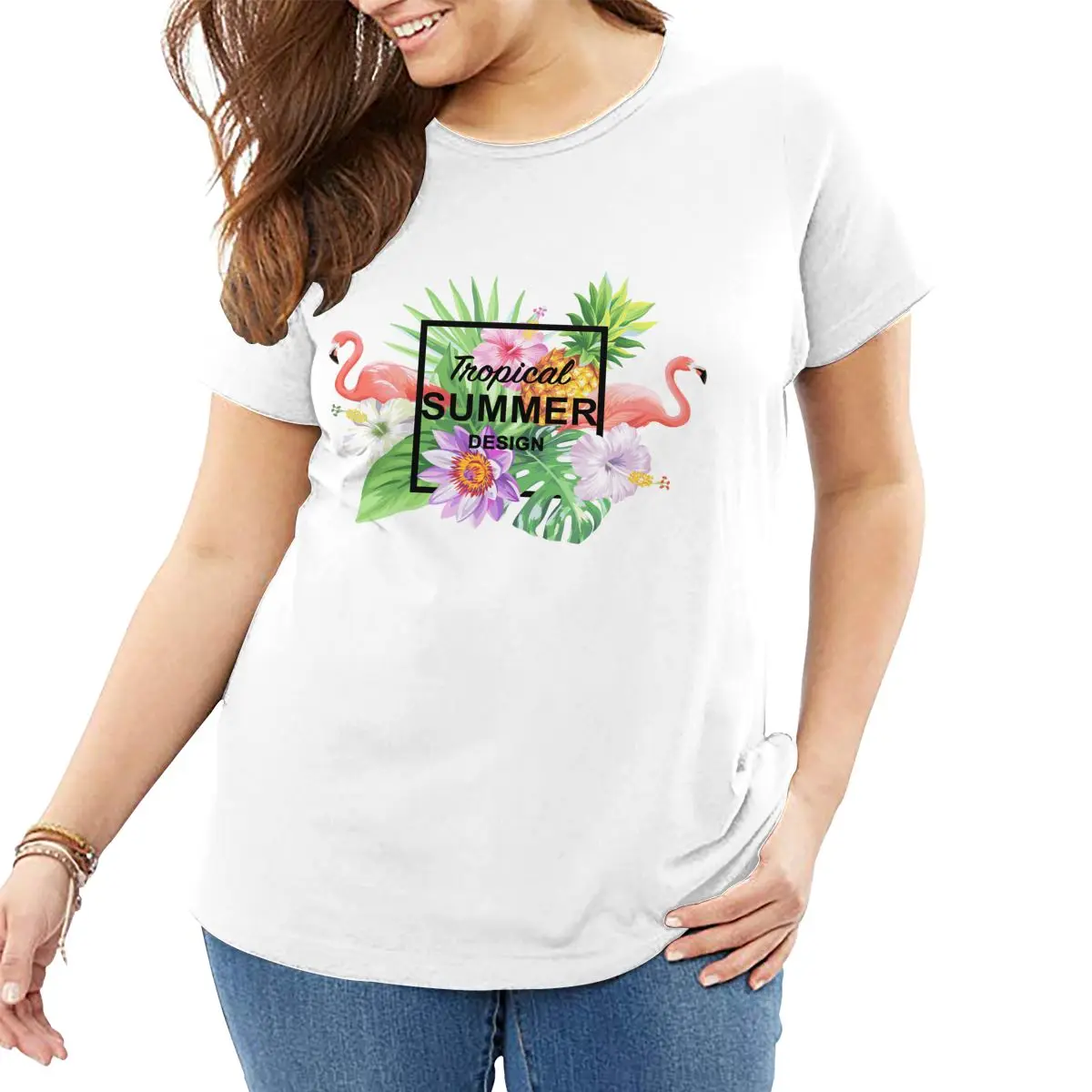 

Women's White Cotton T Shirts Plus Size Tops Tee for Big Tall Woman Oversized Large Loose Graphic T-Shirt 6XL 5XL Summer 2021