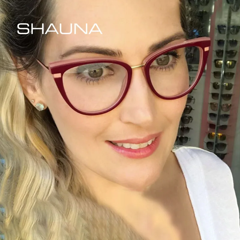 

Женские очки для компьютера SHAUNA, очки кошачий глаз с защитой от сисветильник, TR90
