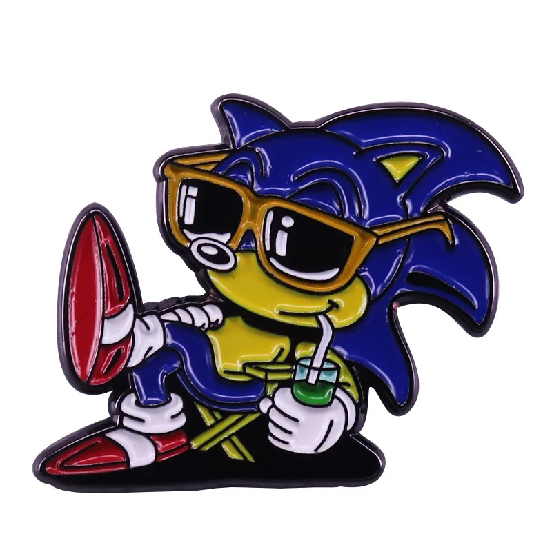 

ZF1785 Sonic Boy Jewelry Enamel Pins And Brooches Cartoon Creative Metal Denim Hat Badge For Friends Kids