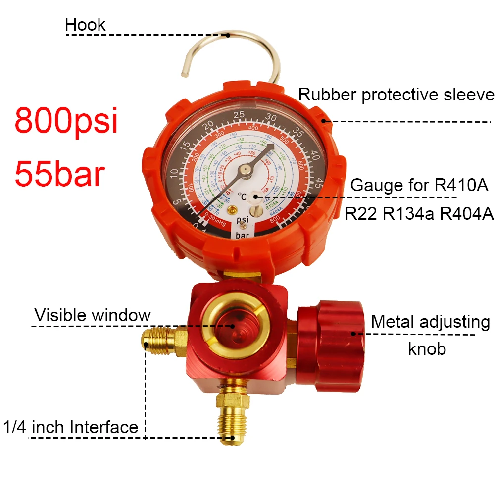 800/500PSI ручной манометр измеритель давления для кондиционирования воздуха и