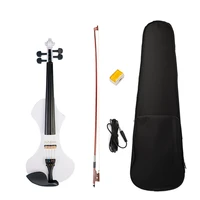 44 size white electric violin kit w brazilwood bowaudio cablerosin canvas case student silent violin beginner use