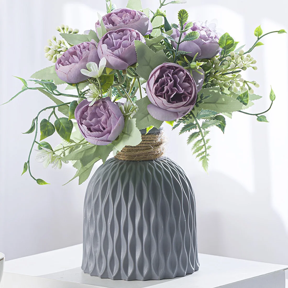 

Anti-ceramic Vase Wedding Decoration Modern Plastic Vase Rattan Woven Simple Home Decoration Vase Basket Desk Furniture