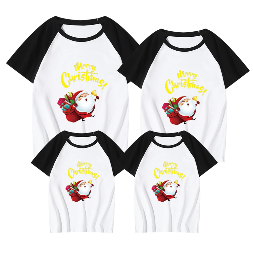 

Disney Family T-Shirt Kawaii Santa Claus Cartoon Cute Cotton Women Tshirt Baby O-Neck Base Girl Soft Clothes Casual Christmas