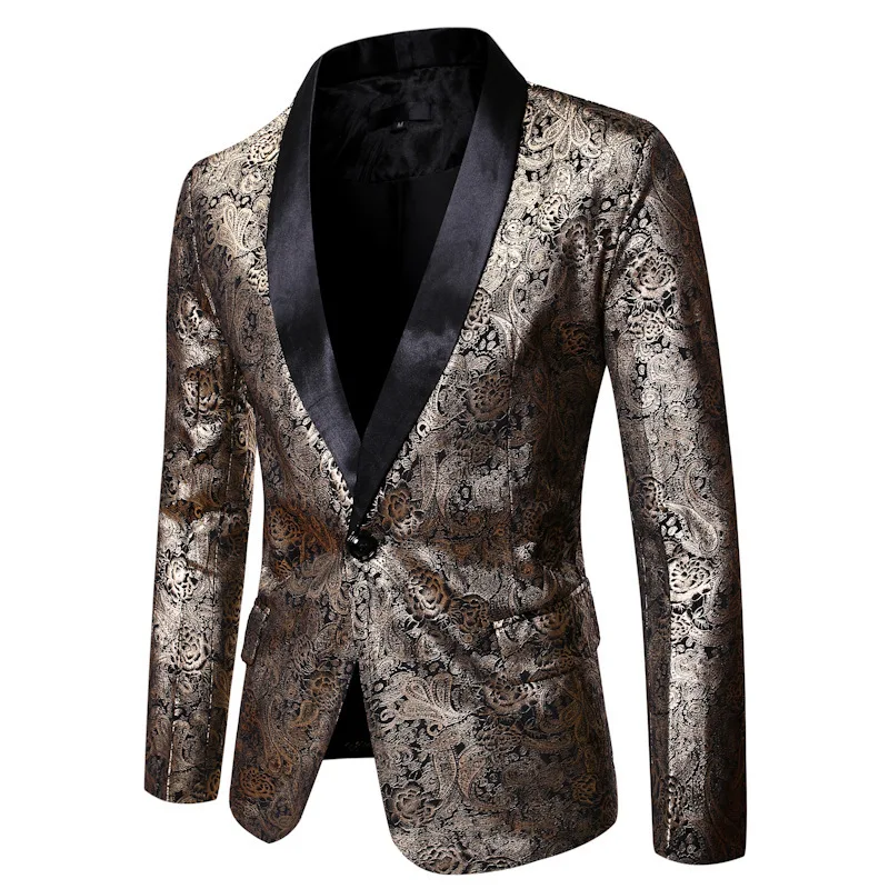 

Formal Men Glitters Suit Jackets Sequins Party Button Dance Bling Coats Wedding Party Men Blazer Gentleman Formal Suit coat