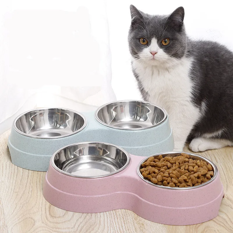 

Cat Bowl Non-slip Double Cat Bowl with Raised Stand Dog Bowl Cat Food Water Feeder for Cats Dogs Pets Supplies Cat Accessories
