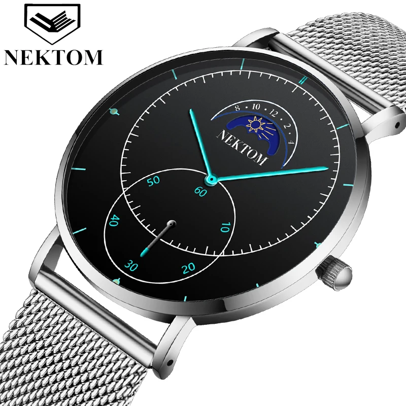 Часы с сетчатым ремешком из стекла модные простые деловые повседневные Синие