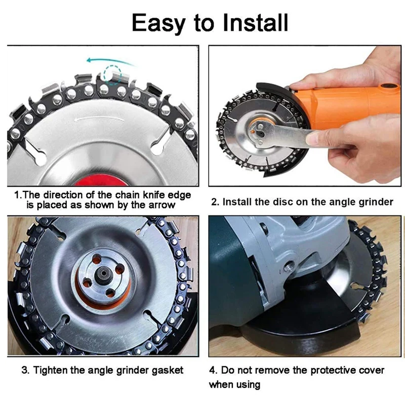 

3Pcs Wood Carving Disc 4 Inch 22-Teeth Steel Chainsaw Blade Angle Grinder Chainsaw Disc for Cutting and Shaping