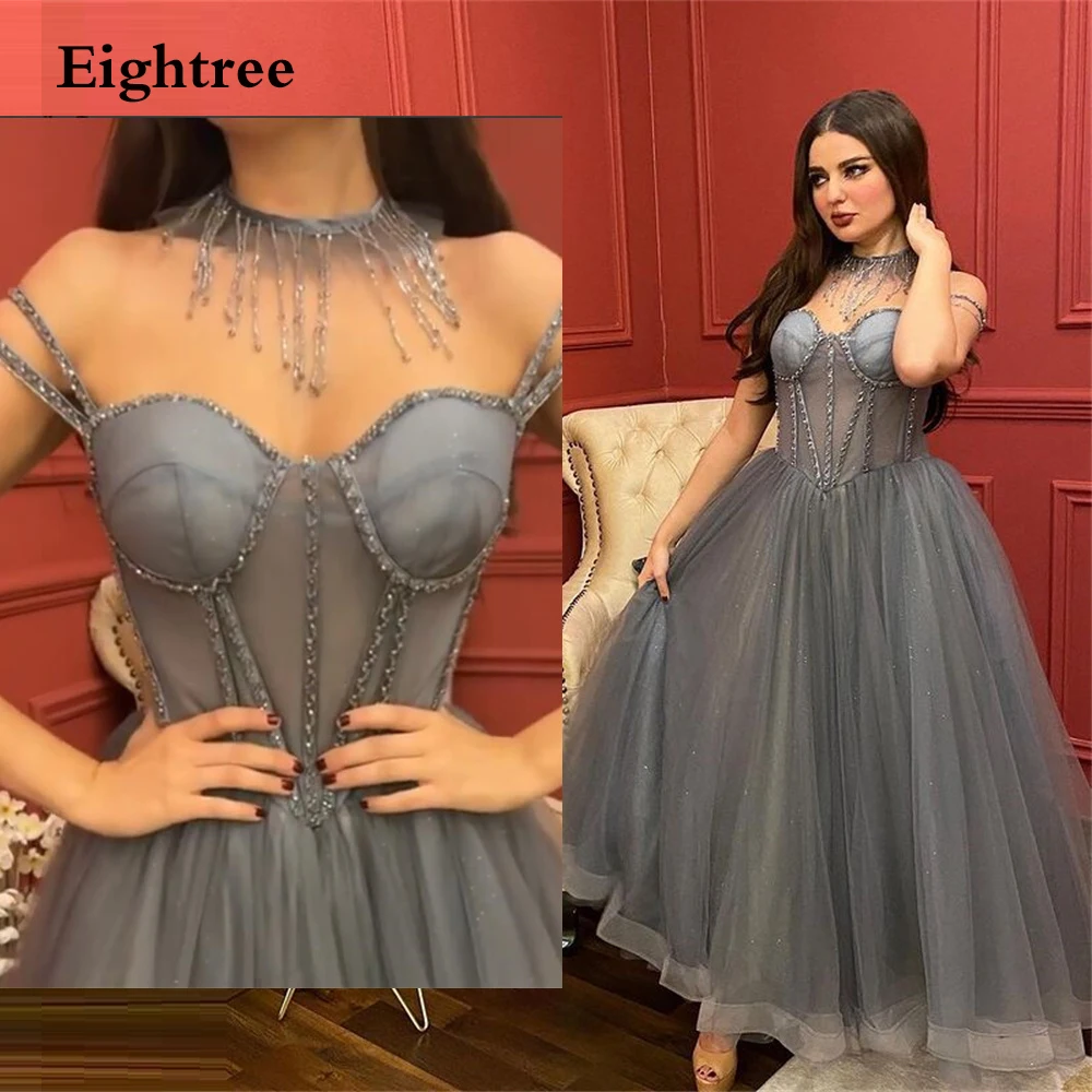 

Eightree Dusty Green Short A Line Prom Dresses Sweetheart Sequines Beads Evening Dress Formal Graduation Gowns Vestidos de festa