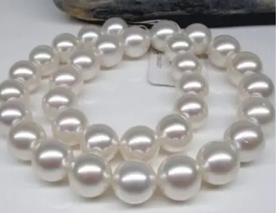 

Huge 18" 12-14MM SOUTH SEA WHITE SILVER OVERTONE NEAR ROUND PEARL NECKLACE