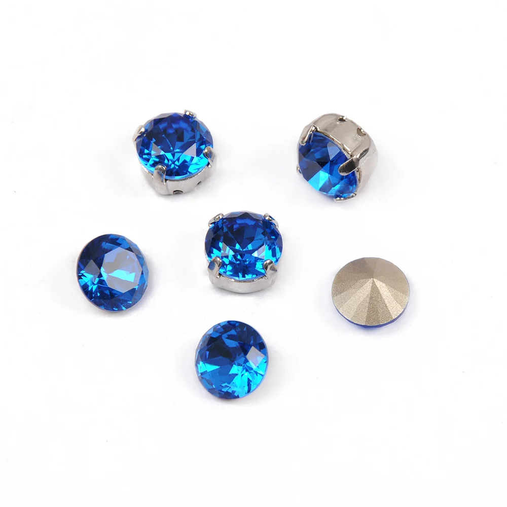 1357 Shape Brilliant Cu Capri Blue K9 Glass Rhinstone Crystal Base Sew On Rhinestones for Clothing Dress Stones DIY | Дом и сад
