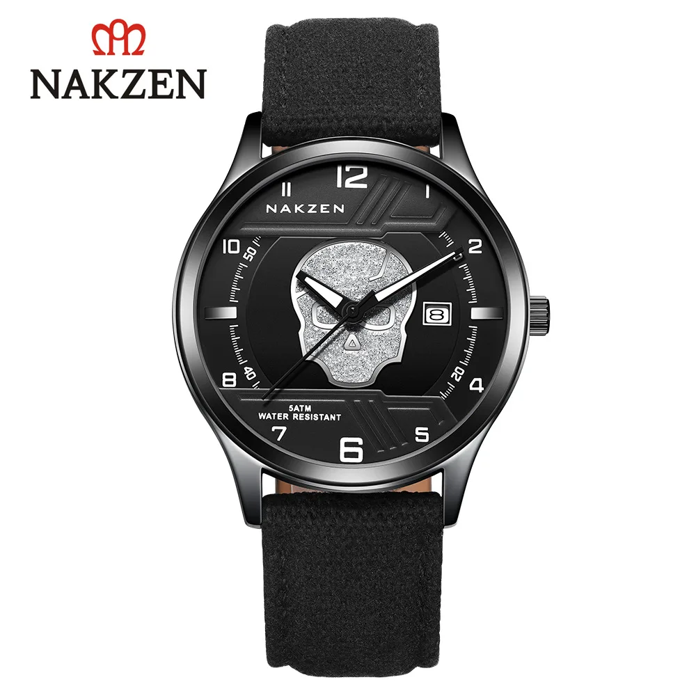Оригинальные японские часы Nakzen мужские кварцевые с кожаным ремешком