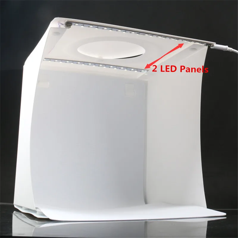 Portable Folding Lightbox Photography Studio Softbox 2 Panel LED Light Soft Box Tent Kit With 6-color background for DSLR Camera |