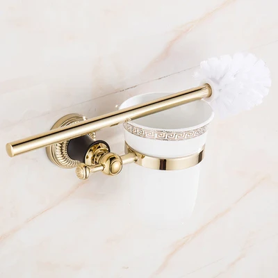 toilet brush holder Набор оборудования для ванны черная и Золотая вешалка для полотенца Держатель для полотенца Вешалка угловая полка, туалетный держатель щетки аксессуары для ванной комнаты - Цвет: toilet brush holder