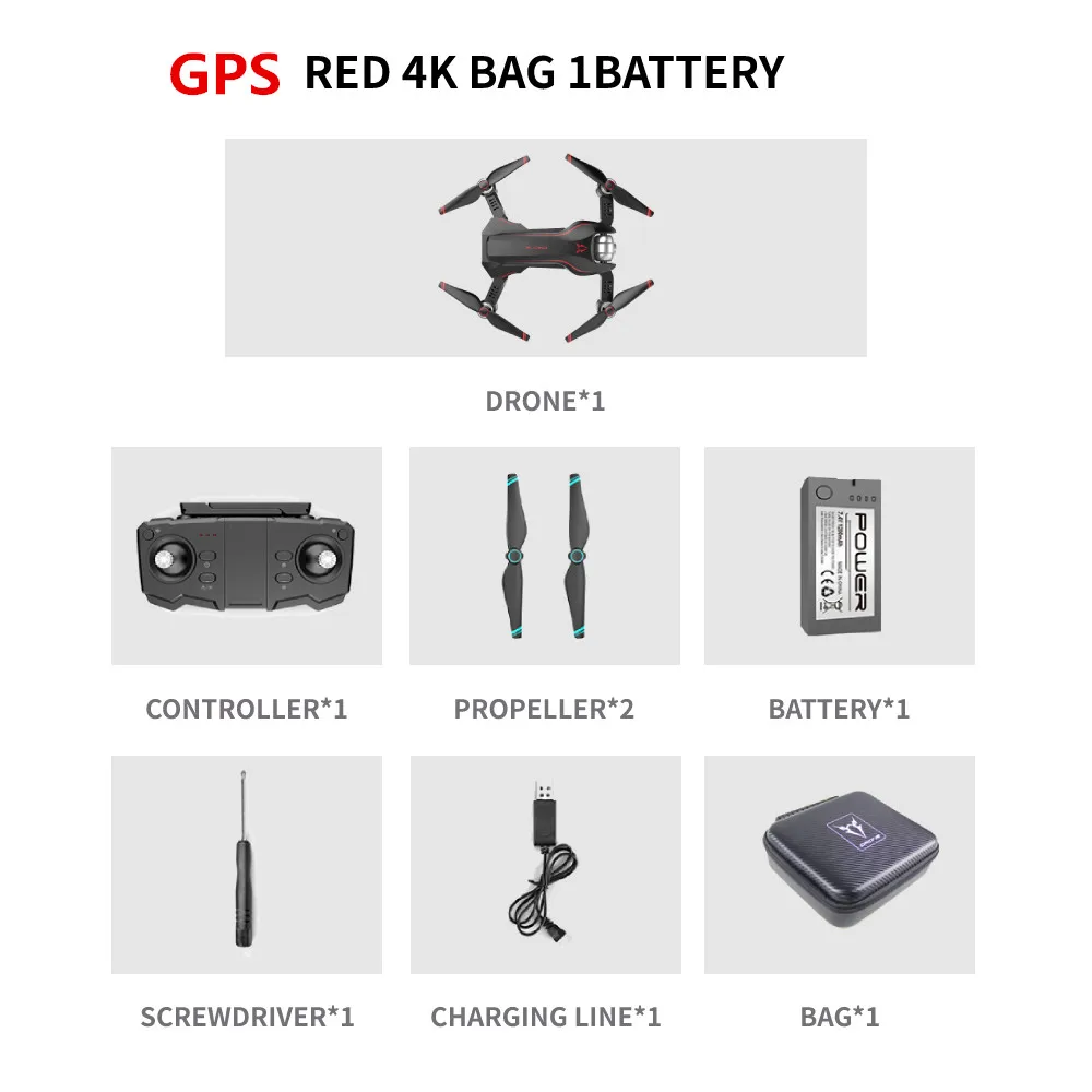 GPS RED 4K BAG S20 gps Дрон с 4K HD регулируемой камерой X50 ZOOM 500m 5G wifi FPV RC Квадрокоптер Профессиональный складной Дрон E520S E58 - Цвет: GPS RED 4K BAG