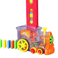 domino train toy set rally electric train model with 60 pcs colorful domino building blocks car truck vehicle stacking