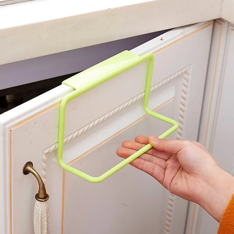 

1PCS Towel Holder Rack Multifunction Cupboard Cabinet Door Back Kitchen Accessories Home Storage Organizer Plastic Hanging TN