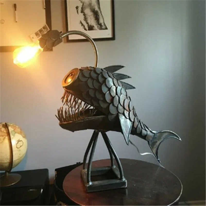 Fish Lamp For Fishing Lovers Angler Fish Lamp Floor-standing Tabletop Decorative Fish-shaped Table Lamp