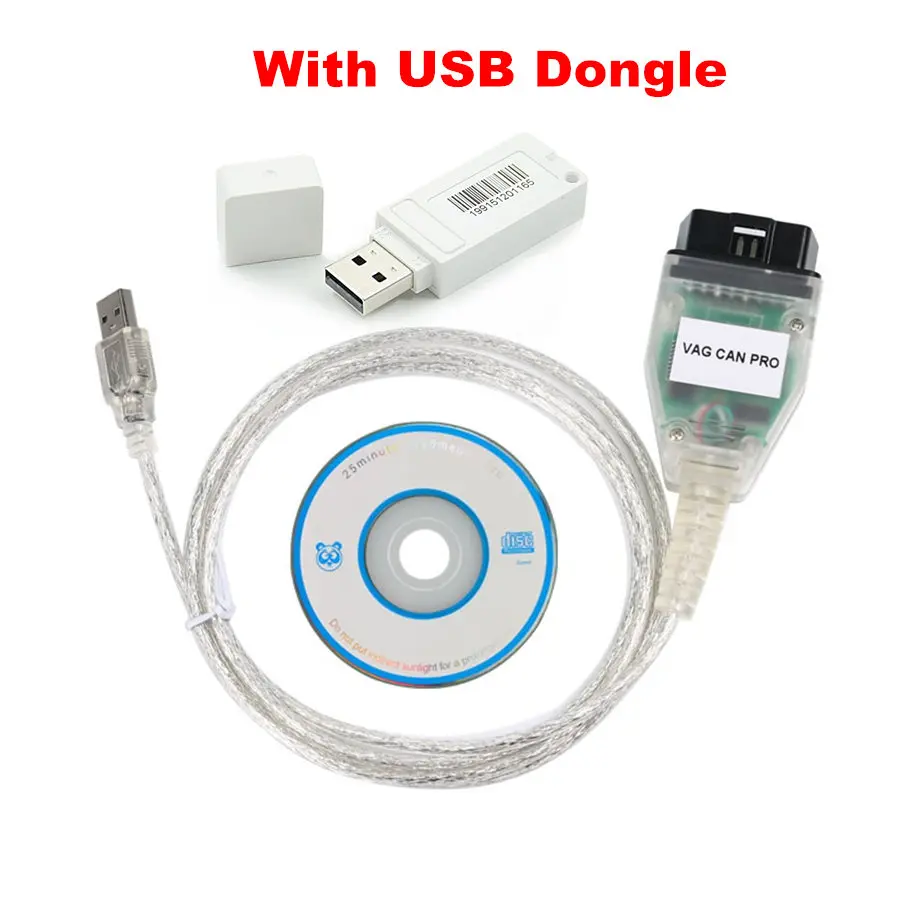With USB Dongle Новинка для VAG CAN PRO V5.5.1 поддерживает CAN BUS K-Line UDS работает для AUDI/VW VCP OBD2 Диагностический кабель с FTDI FT245RL - Цвет: With USB Dongle