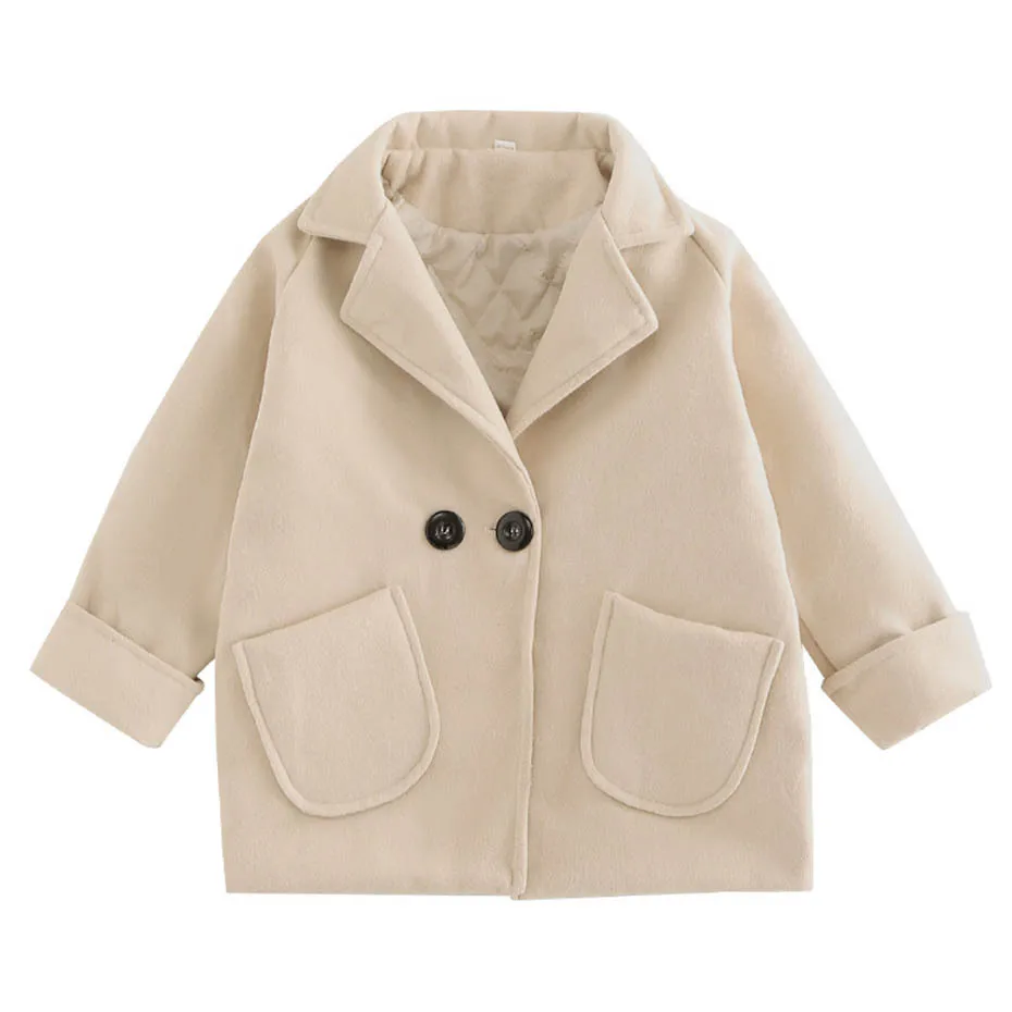 Winter Jacket Girl Solid Slim Outerwear Plus Thick Wool Coat For Girls Autumn Korean Kids Clothes 6 8 10 12 14 | Детская одежда и