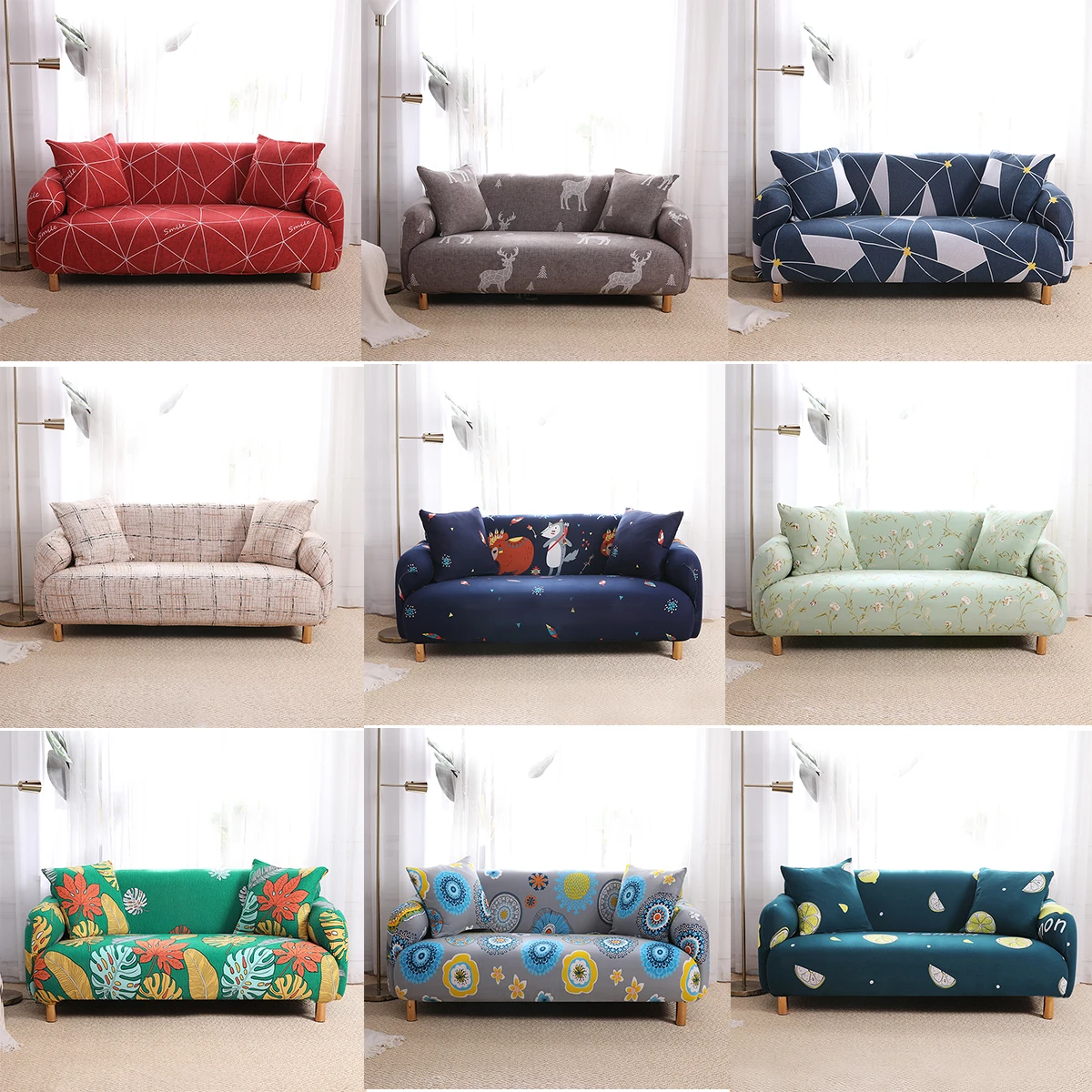 

LuanQI Streth Sofa Cover 1/2/3/4 Seat Armchair Universial Sofa Cover For Living Room Elastic Couch Cover Ultra-Thin Slipcover