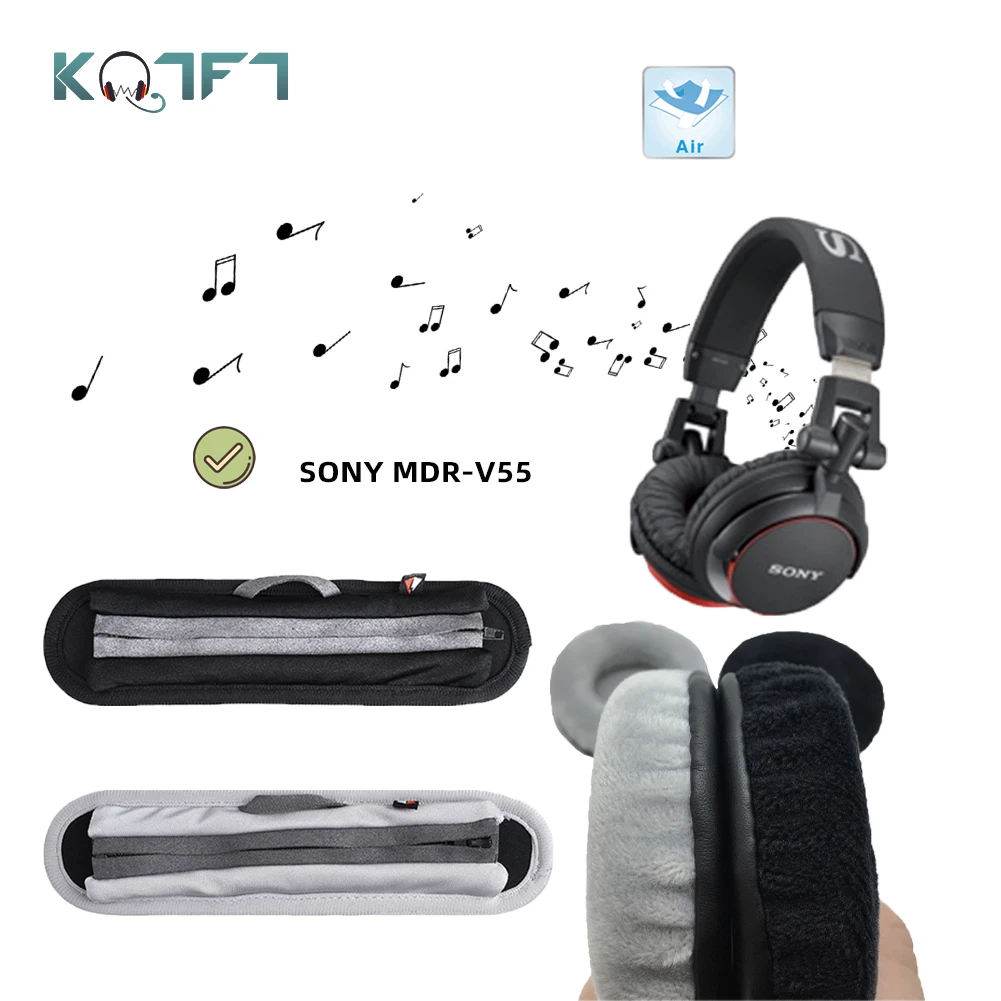 

KQTFT Velvet Replacement EarPads Headband for SONY MDR-V55 MDR V55 V 55 Headset Universal Bumper Earmuff Cover Cushion