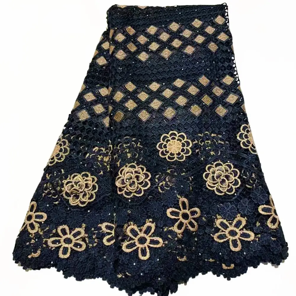 

CS- High Quality French Water Soluble Cord Lace Fabric With Stones Newest African Guipure Cord Lace Fabric For Nigerian Dress