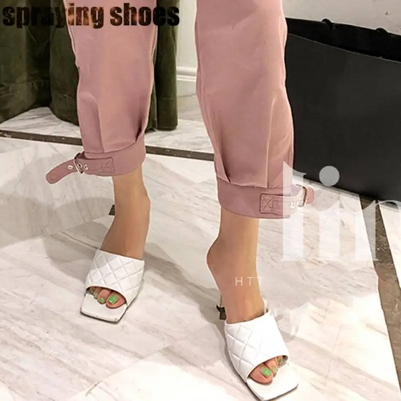 2019 Новые Дизайнерские летние сандалии женские белые кожаные шлепанцы с