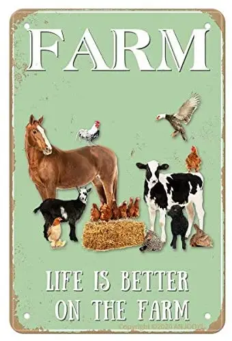 

Metal Tin Sign Farm Life Is Better on The Farm Farm Ranch Farmhouse Fence Wall Decoration Metal Plate 8x12 or 12x16 Inches