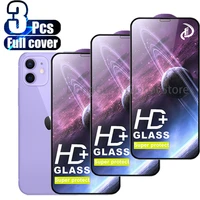 3pcs full cover tempered glass on the for iphone 13 12 11 pro mini x xr xs max screen protector on iphone 11 7 8 6 plus se glass