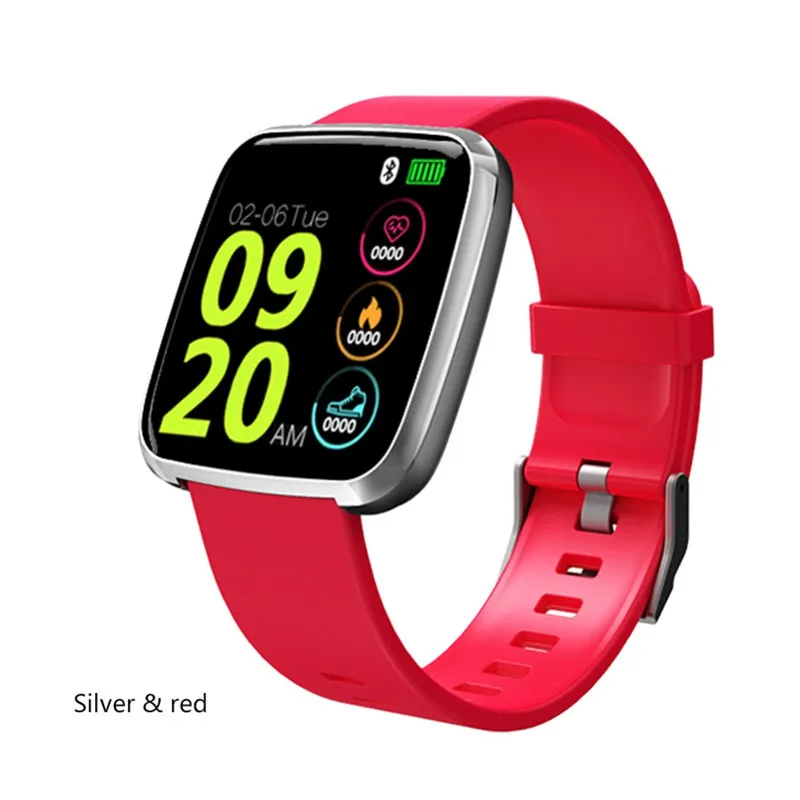 Red Silicone S7 Смарт-часы пульсометр Монитор артериального давления открытый спортивный трекер Водонепроницаемый Smartwatch для Android Apple Iphone Xiaomi - Цвет: Red Silicone