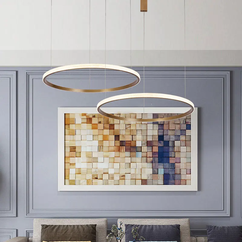 Современный подвесной светильник светодиодный с золотым кольцом роскошная