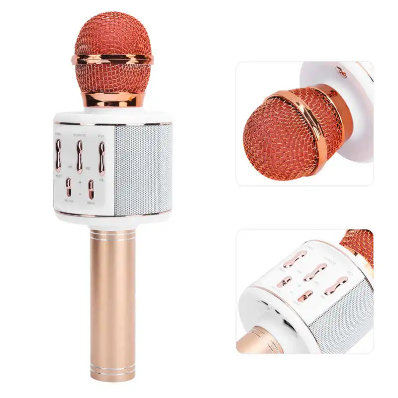 

Computer Accessory K9 Microphone Phone Computer Wireless Microphone Speaker for Karaoke Rose Gold Microphone