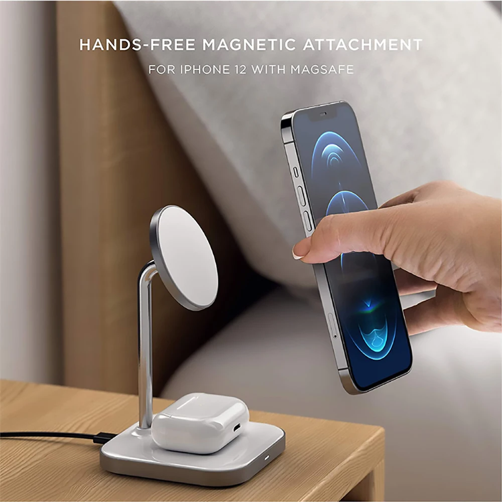 

Bonola Magnetic Wireless Charger Desktop Holder for iPhone 12 Pro Max/12 Mini magsafe Wireless Charging Stand for Airpods Pro