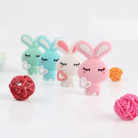 kovict 510pcs rabbit silicone teether free baby teething toy baby gift food grade silicone teether necklace accessories