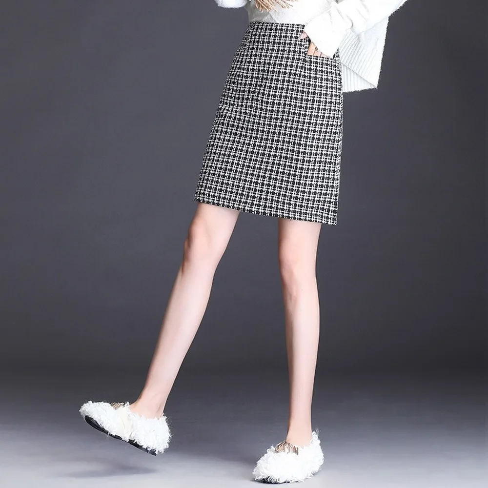 

2020 New One Step Skirt Package Skirt Spring Autumn Fashion New Style Woolen Falda Fashionable 100 Take Package Hip Skirts