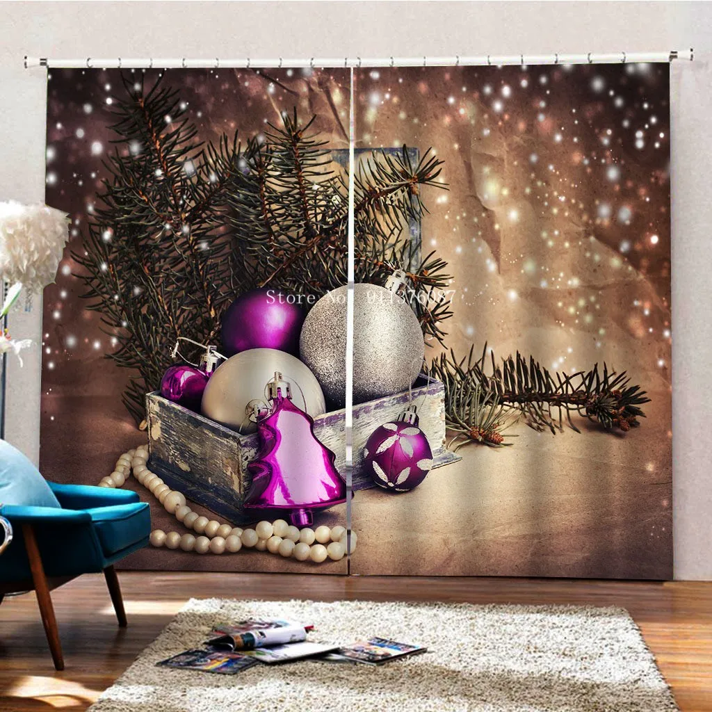 Рождественская елка красное украшение фотообои для окон Декор дома Подарочный