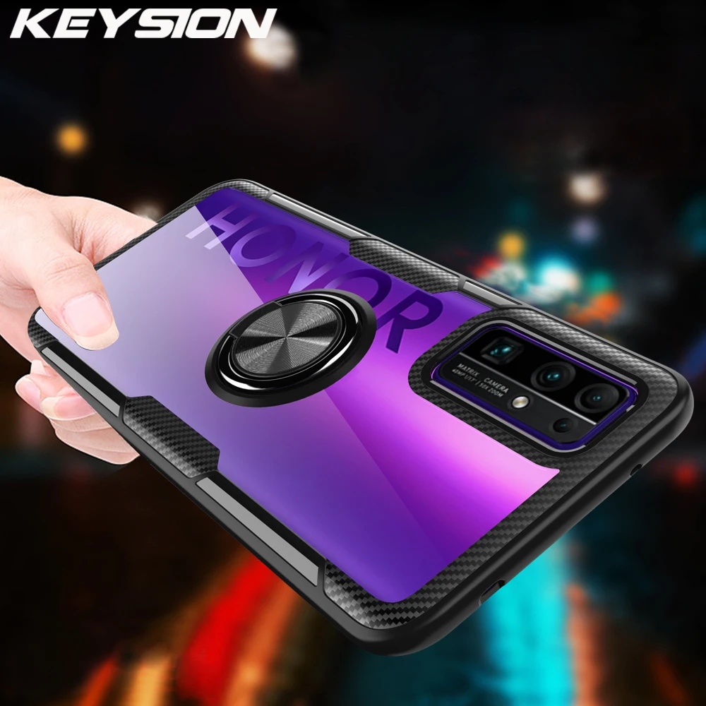 

KEYSION Shockproof Case for Honor 30 30 Pro+ Plus 30S X10 Pro Clear Magnetic Ring Phone back Cover for Huawei Nova 7 Pro 7i 7 SE