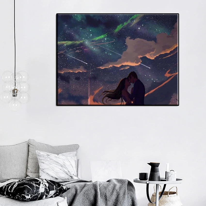 

5D Diy Diamond Artistic Decoration Painting Universe Kissing Lovers Square Diamond Round Diamond Customizable Wall Art Decor