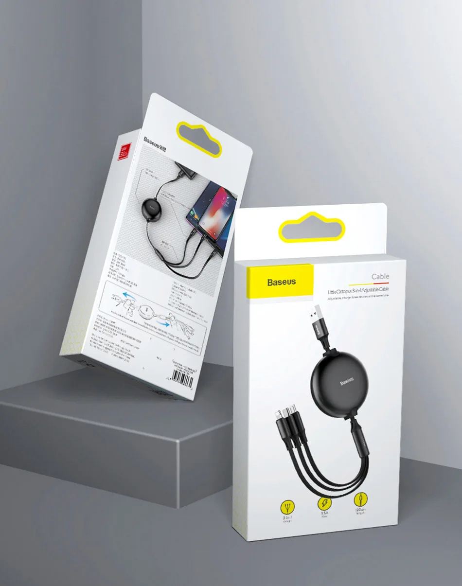 Baseus USB кабель 3 в 1 usb type C кабель для iPhone 11 XS XR USB кабель Регулируемый type C кабель для samsung S10 Micro USB кабель