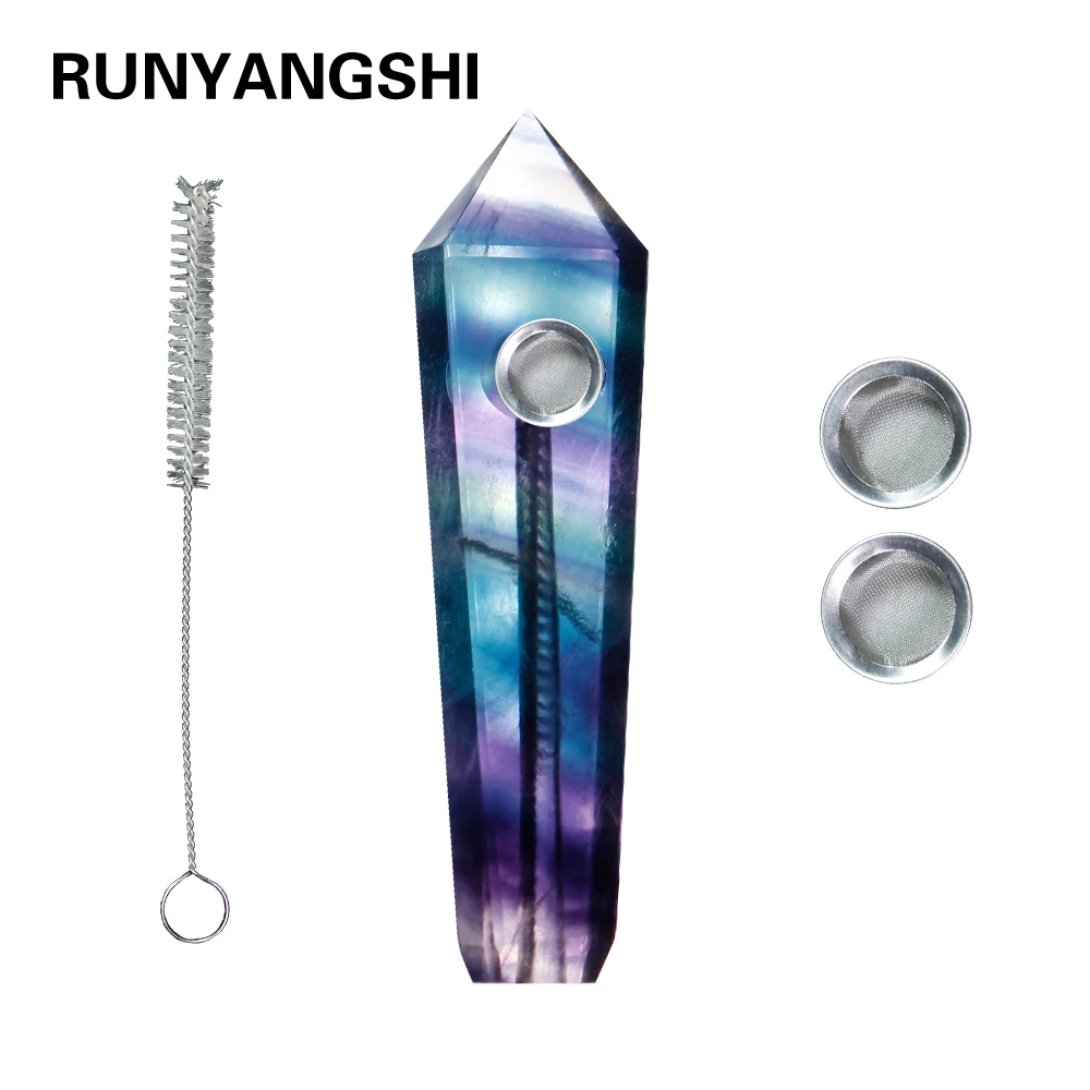 Runyangshi 1 шт. трубы из натурального радужного флюорита отверстие для Карба