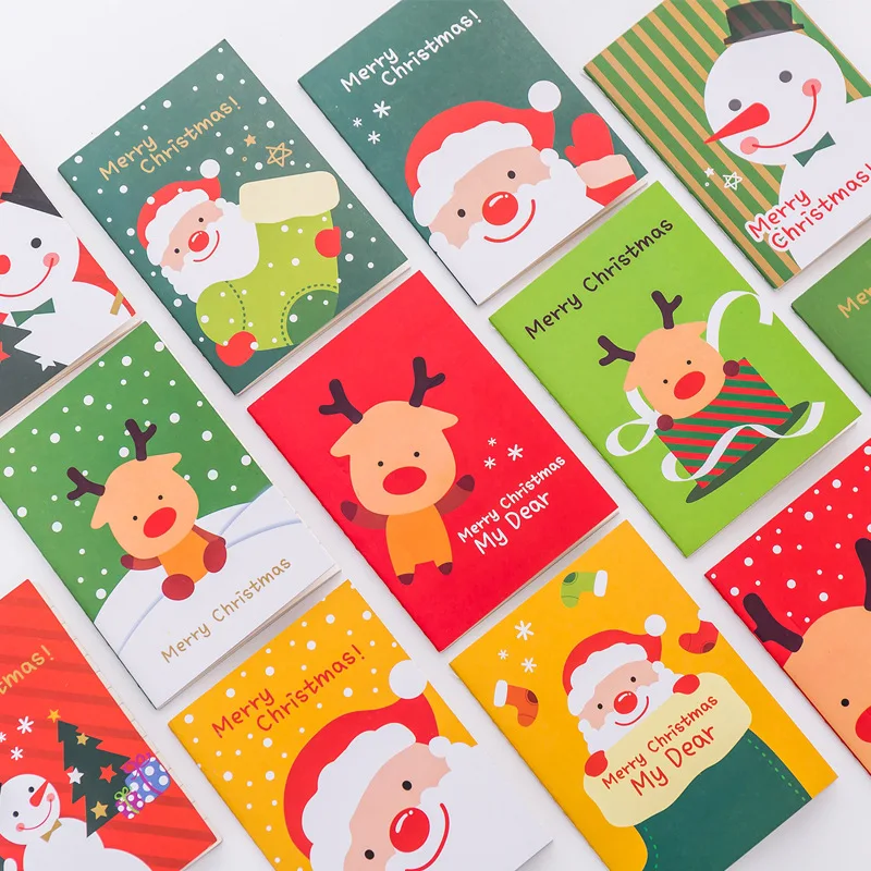 

4Pcs Kawaii Christmas Pockets Notebook for Kids Gift Weekly Plan Memo Books School Supplies Korean Stationery Wholesale