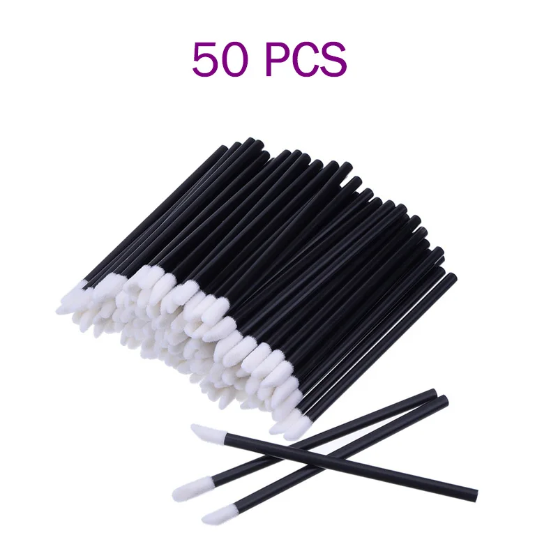 50PCS-Lip brushes 50/100/150 шт макияжные кисточки maquiagem щетки для туши кисть для губ ручка для очистки ресниц одноразовая кисточка для макияжа губ - Handle Color: 50PCS-Lip brushes