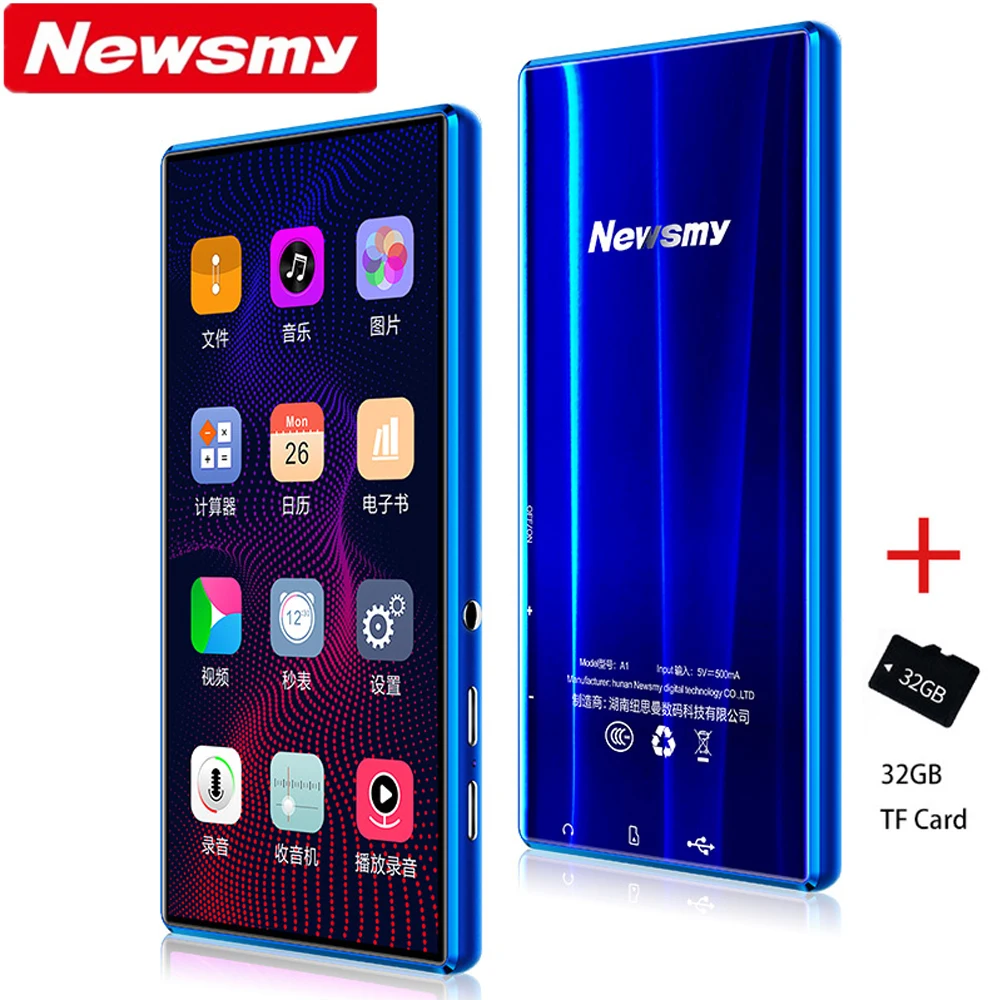 Newsmy A1 MP3 MP4 MP5 полный сенсорный экран 5,0 дюймов 8 Гб памяти APE FLAC WAV электронная книга ридер Loseless видео музыкальный плеер - Цвет: 32G TF No Bluetooth