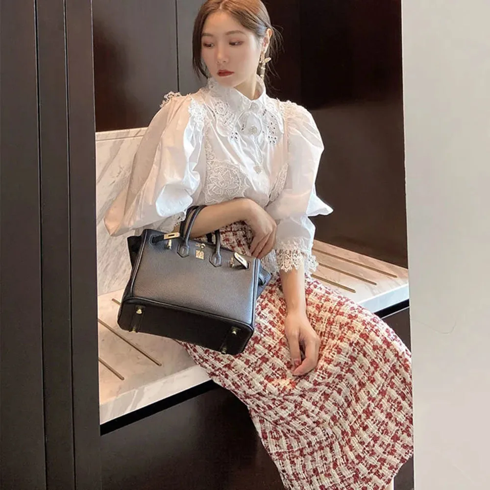 Новинка осени 2023 маленькая Очаровательная твидовая деловая клетчатая