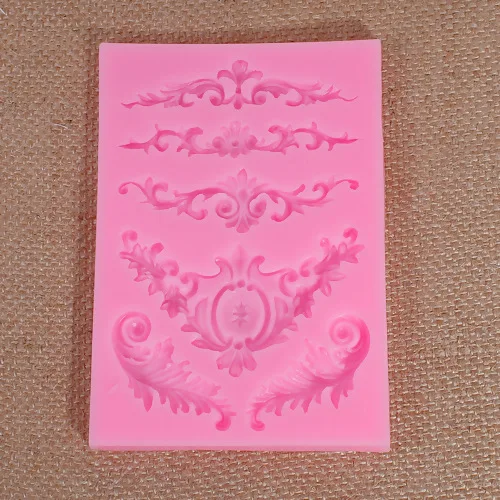 

Food Grade Silicone Fondant Cake Sugarcraft Clay Mold Rectangle Pink Lace Pattern 11.5cmx 8.3cm 1 Piece