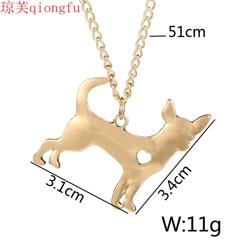 

New all-match diamond necklace for ladies retro personality fashion cute dog necklace clavicle chain stainless steel jewelry