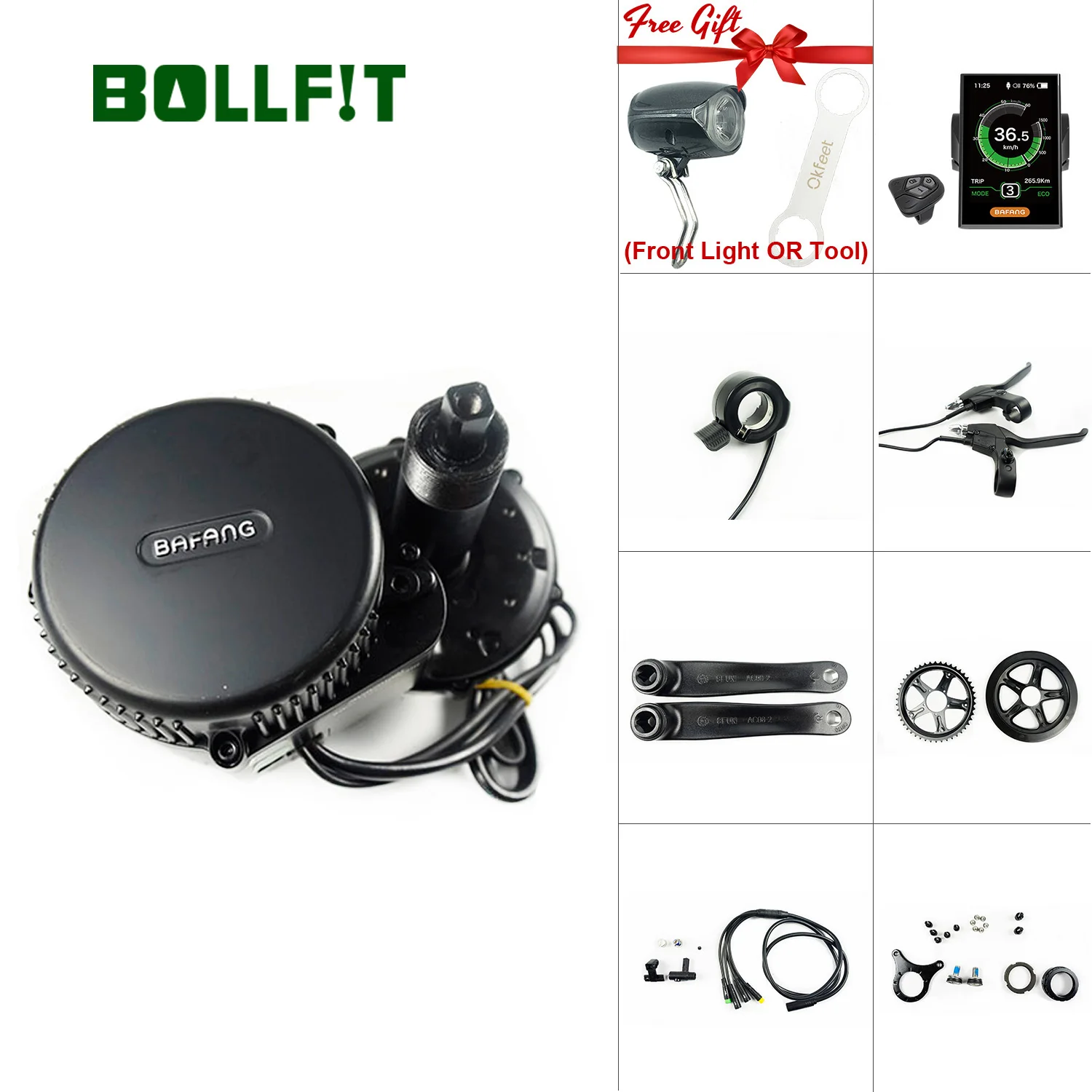 Bollfit Bafang BBS02B 36 В 350 Вт DPC18 дисплей средний центральный двигатель DIY комплект для