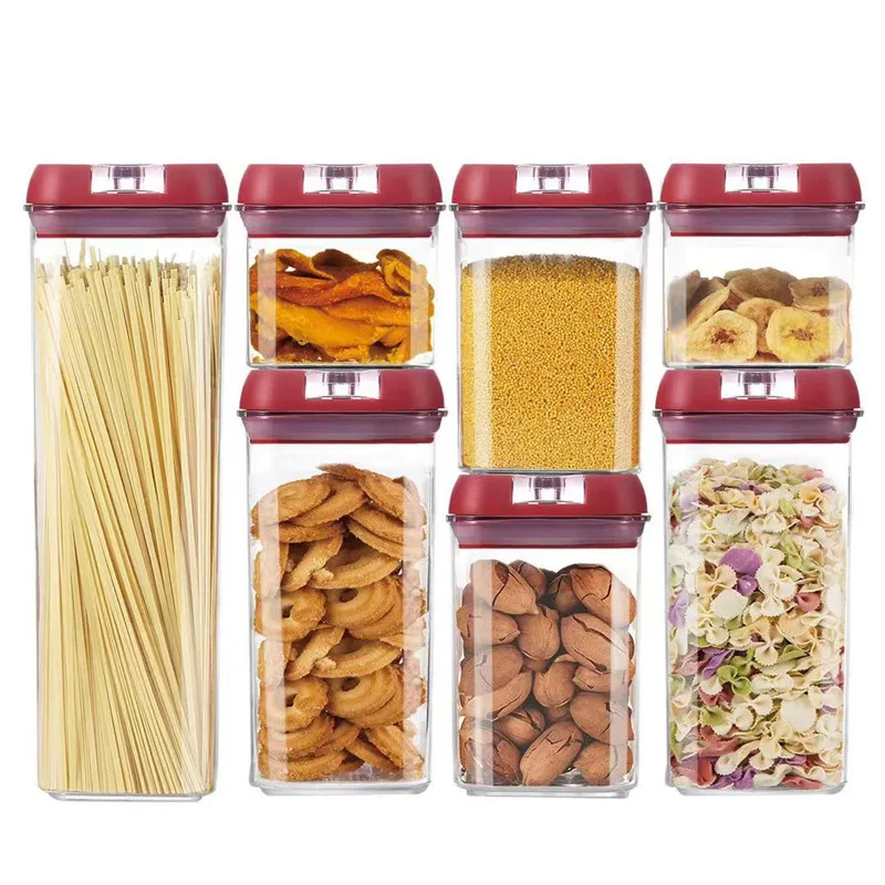 7-piece set Food Storage container Plastic Kitchen storage and organization Box Multigrain Storage Tank Transparent Sealed Cans
