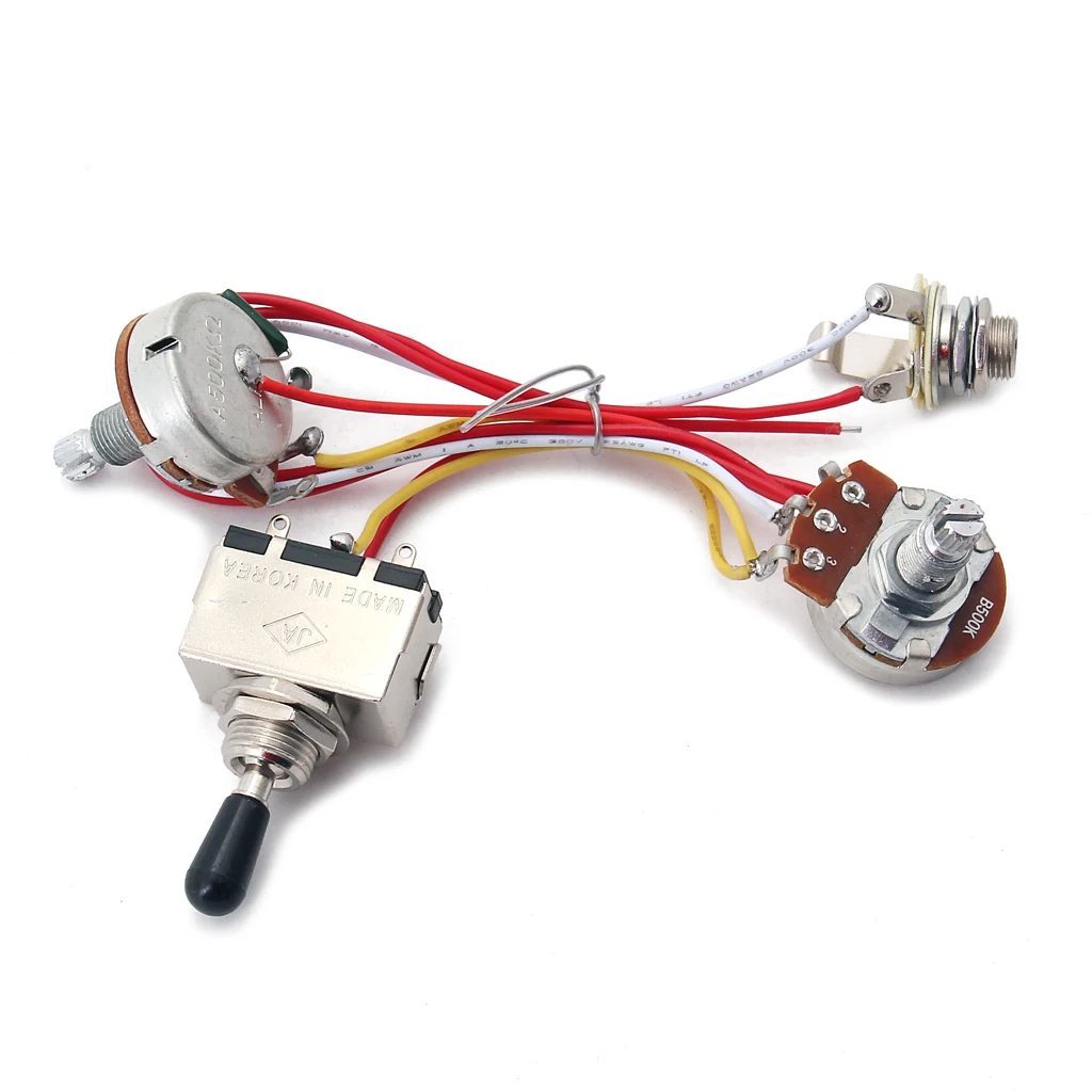 

Tooyful Guitar Pickup Wiring Harness Kit 3 Way Toggle Switch 500K Pots for Electric Guitar Cigar Box Guitar Replacement Parts