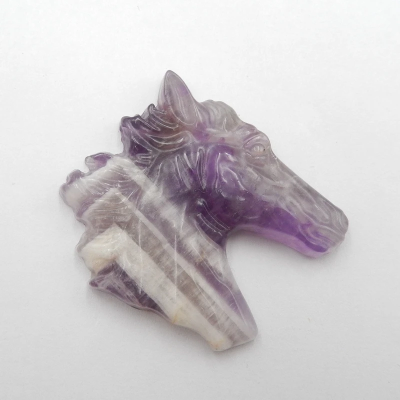 

Natural Carved Horse Head Amethyst Pendant Bead,Jewelry accessories,Jewelry Gift Gemstone 40x43x8mm，20.5g